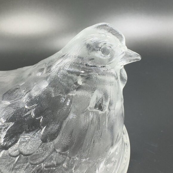 French Clear Hen On Nest Clear Glass Covered Dish Made In France Farmhouse VTG - Picture 9 of 15